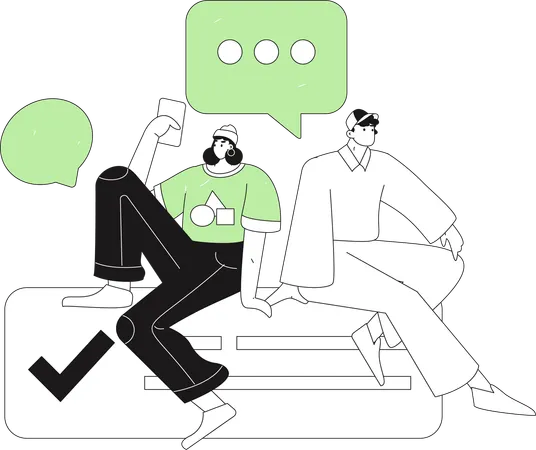 Friends chatting online  Illustration