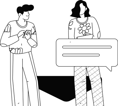 Friends chatting through dating application  Illustration