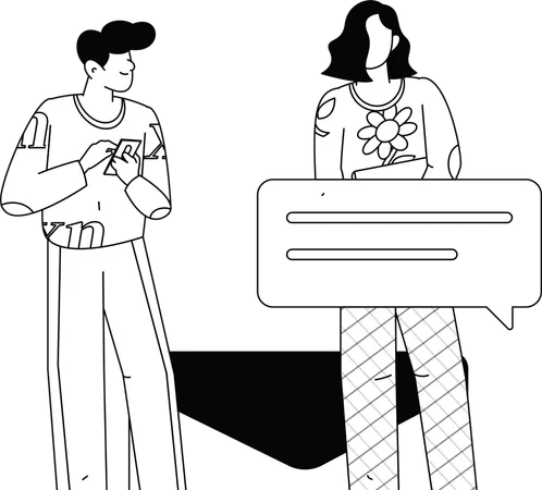 Friends chatting through dating application  Illustration