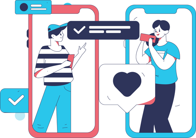 Friends communicating on social media  Illustration