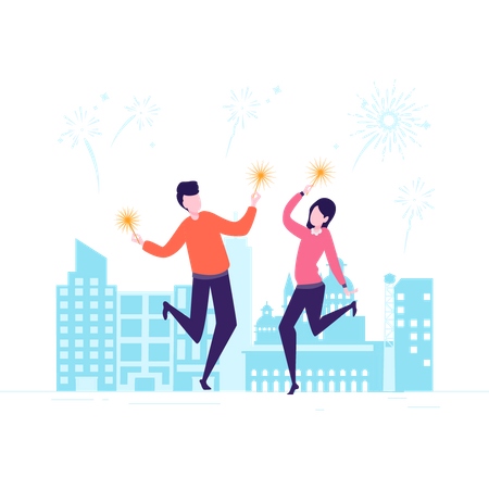 Friends dancing and celebrating new year Illustration