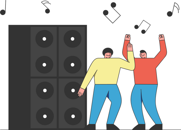 Friends dancing at a rave party  Illustration