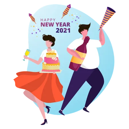 Friends dancing in new year party Illustration