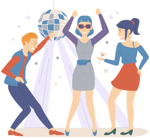 Friends dancing in party Illustration