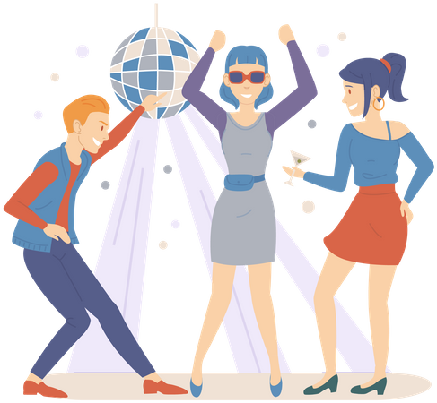 Friends dancing in party  Illustration