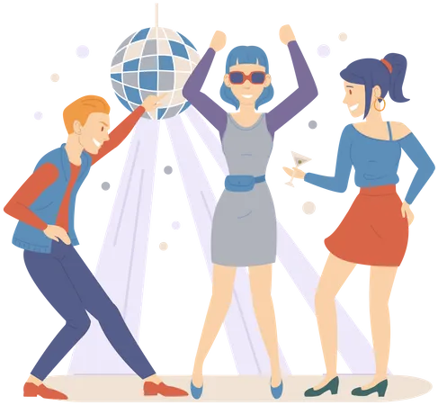 Friends dancing in party  Illustration