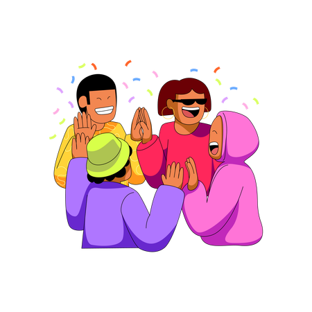 Friends dancing on New Year's event  Illustration