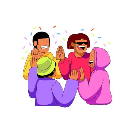 Friends dancing on New Year's event  Illustration