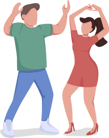 Friends Dancing Together Semi Flat Color Vector Characters Posing Figures Full Body People On White Clubbing All Night Isolated Modern Cartoon Style Illustration For Graphic Design And Animation Illustration