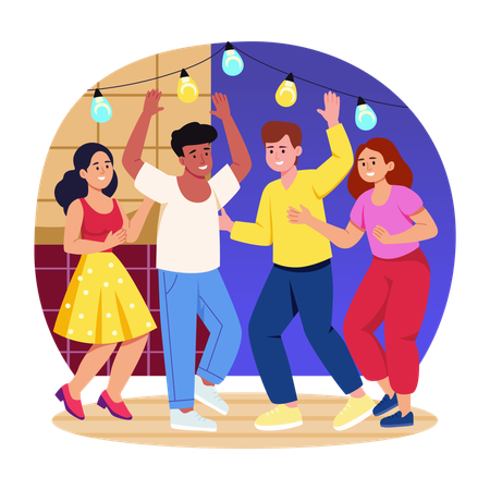 Friends dancing together  Illustration