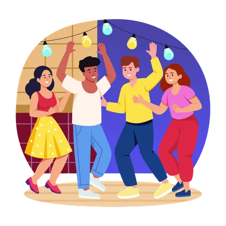 Friends dancing together  Illustration