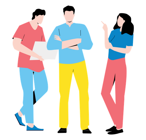 Friends discussing while standing Illustration