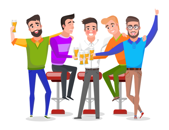 Friends doing beer party Illustration