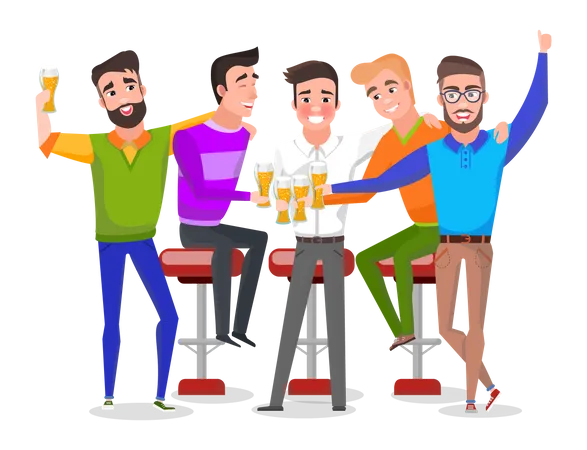 Friends doing beer party Illustration