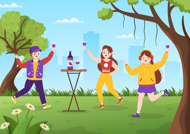 Friends doing Champagne party Illustration