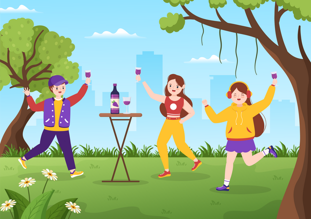 Friends doing Champagne party  Illustration