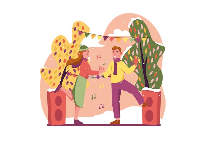 Friends doing dance together  Illustration