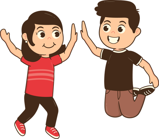 Friends doing h-five for bullying students  Illustration