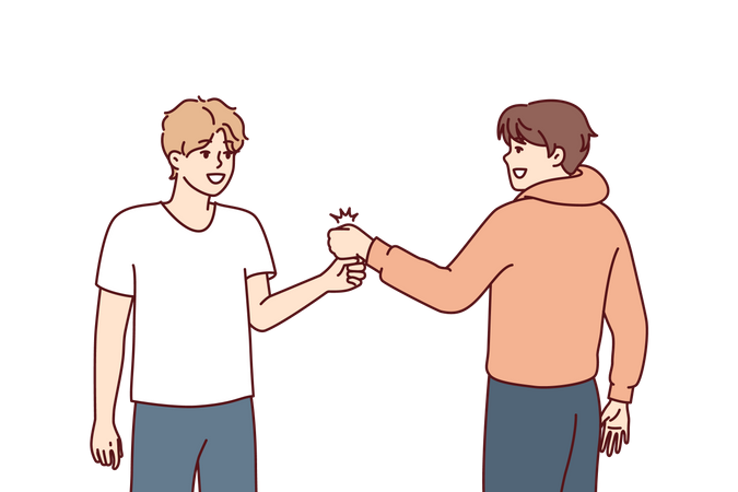 Friends doing hand meeting trick  Illustration