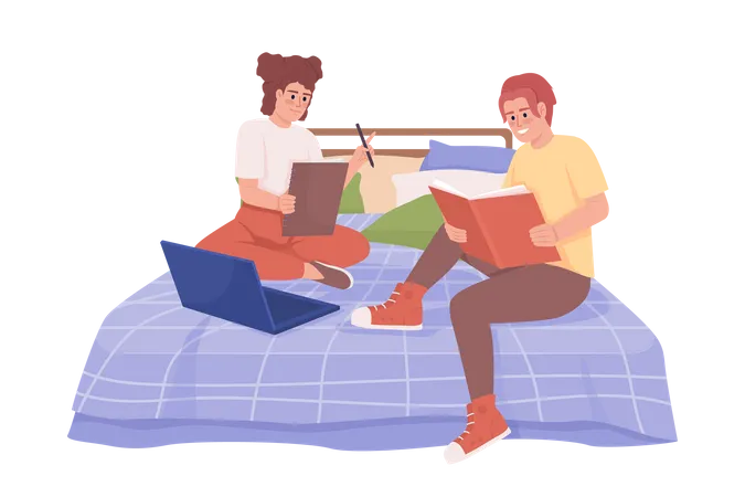 Friends doing homework together  Illustration