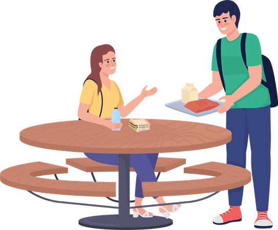 Friends doing lunch together  Illustration