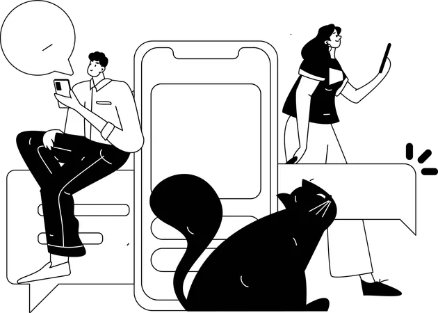 Friends Doing Online Chatting  Illustration