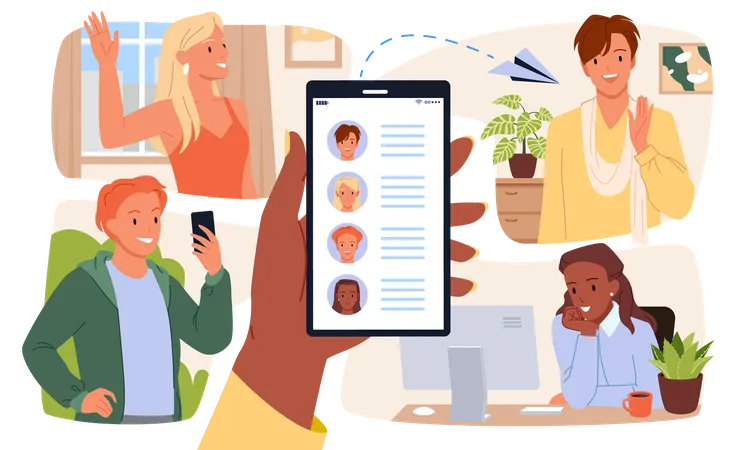 Friends doing online video call  Illustration