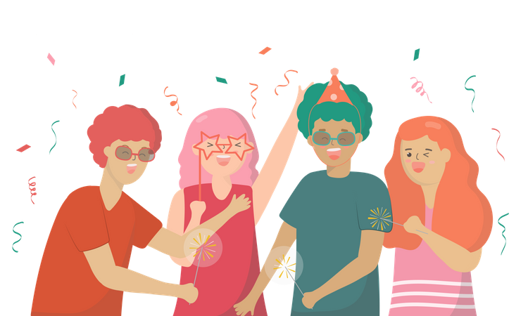 Friends doing party  Illustration