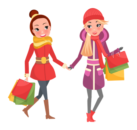 Friends doing shopping together  Illustration