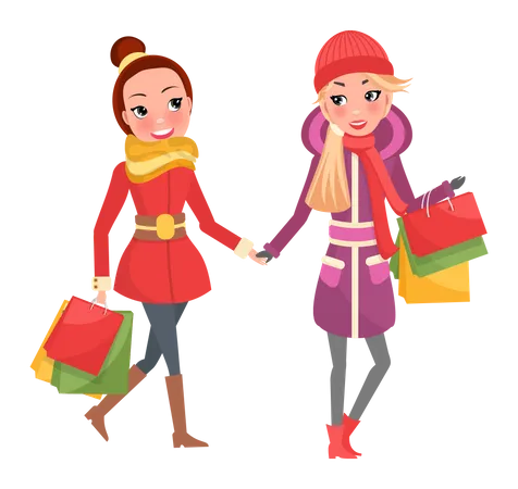 Friends doing shopping together  Illustration