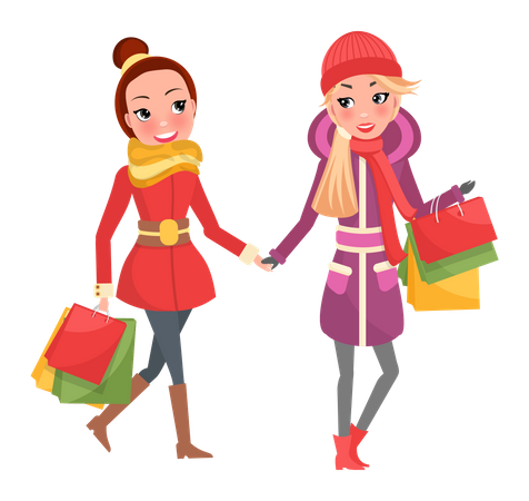 Friends doing shopping together  Illustration