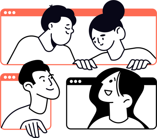 Friends Doing Video Call  Illustration