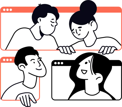 Friends Doing Video Call  Illustration