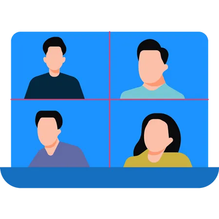 Friends doing video call in group  Illustration