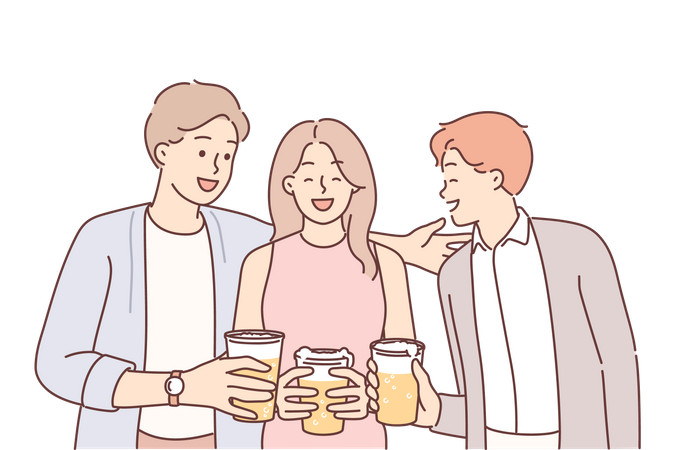 Friends drinking beer  Illustration