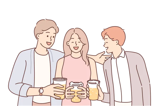 Friends drinking beer  Illustration