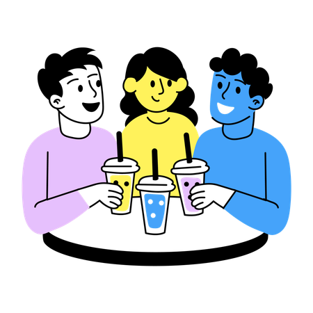 Friends Drinking together  Illustration