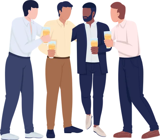 Stag Party With Closest Friends Semi Flat Color Vector Characters Editable Figures Full Body People On White Celebration Simple Cartoon Style Illustration For Web Graphic Design And Animation Illustration