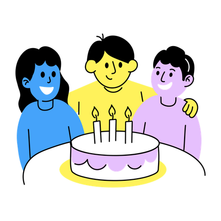 Friends enjoying Birthday party  Illustration