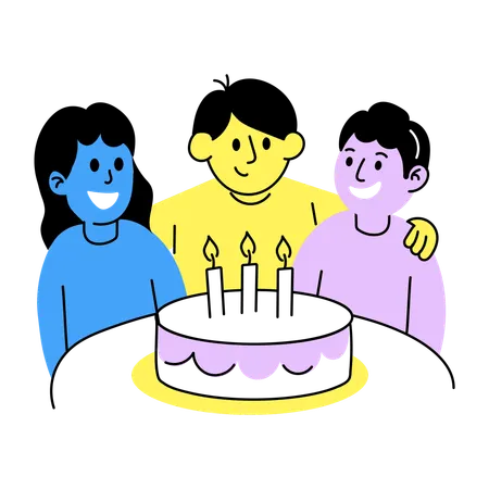 Friends enjoying Birthday party  Illustration