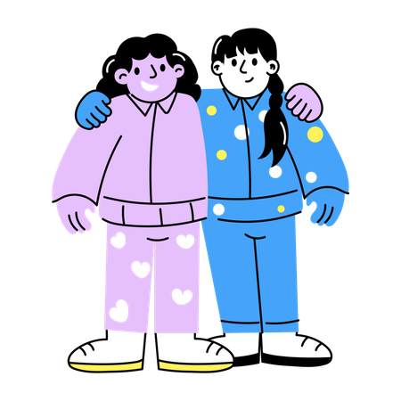 Friends enjoying Pajama party  Illustration