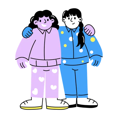 Friends enjoying Pajama party  Illustration