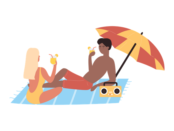Friends enjoying vacation  일러스트레이션