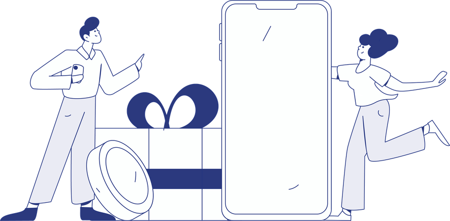 Friends get shopping rewards  Illustration