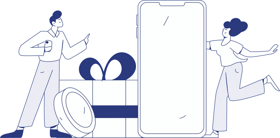 Friends get shopping rewards  Illustration