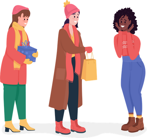 Friends giving gifts Illustration