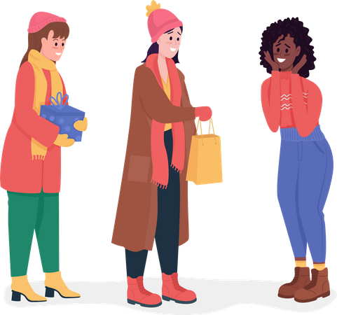 Friends giving gifts  Illustration