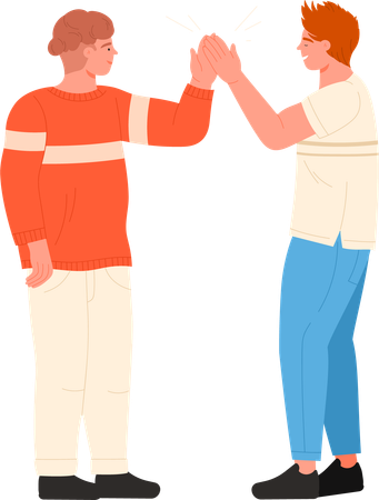 Friends giving high five  Illustration
