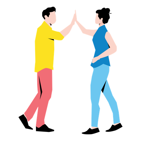 Friends giving high-five Illustration