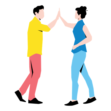 Friends giving high-five  Illustration